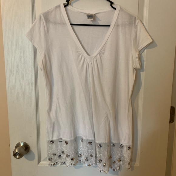 Fashion Bug Tops - Fashion Bug Vneck Blouse with Sheer Bottom Sequins